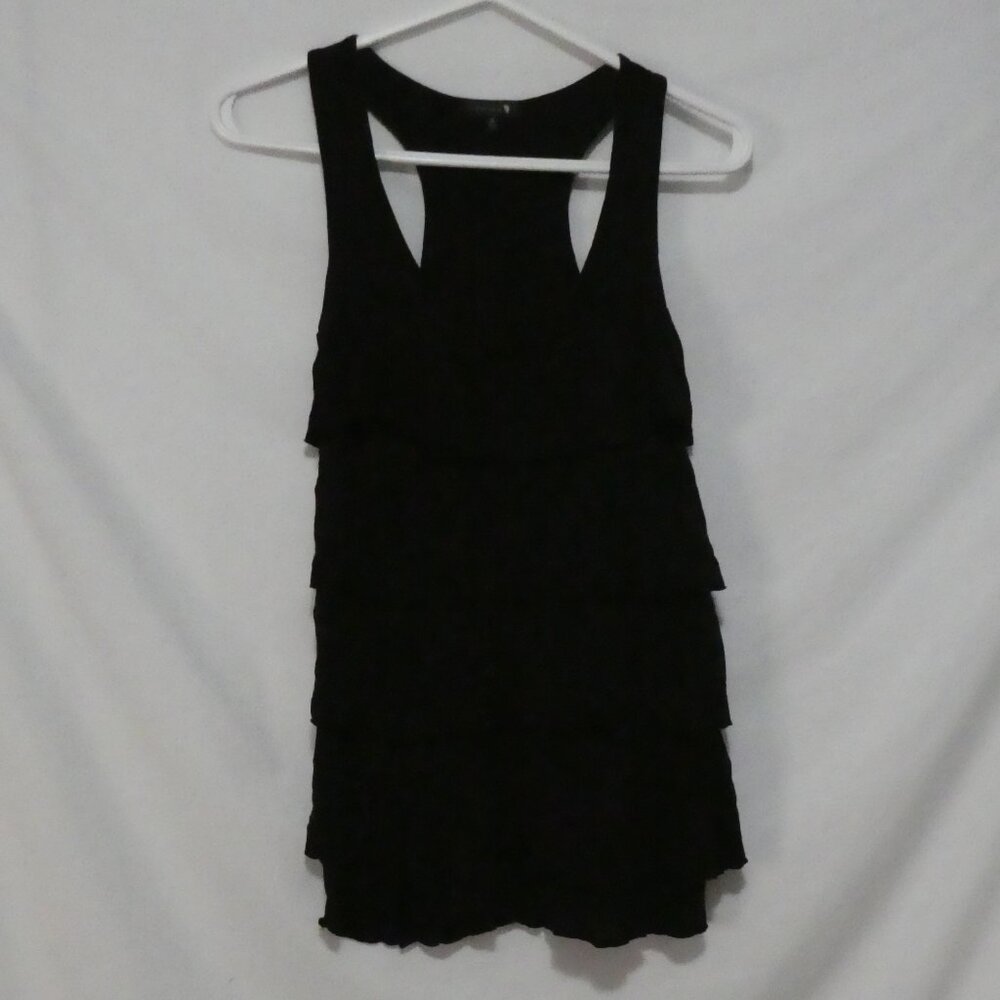 TALULA | small | Black Tiered Ruffle Raverback Sleeveless Top